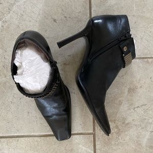 Nine West Black Witch Booties Silver Detail